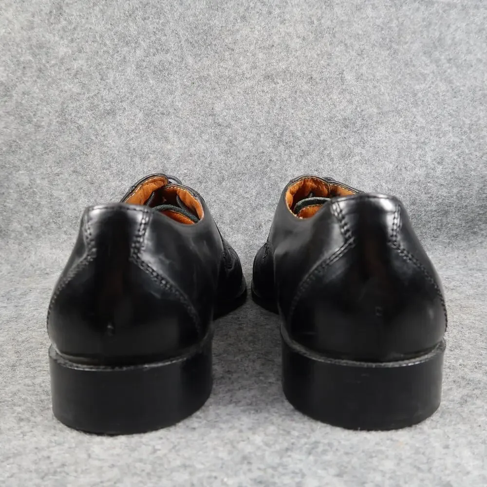 Pronto Uomo Dress Shoes Mens 8.5 Oxford Leather Derby Cap Toe Black Formal Italy